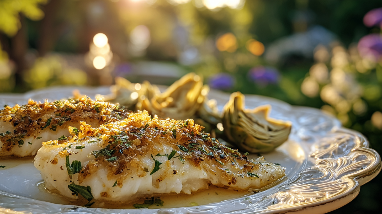 Artichoke and Parmesan Tilapia Recipe served crispy and golden
