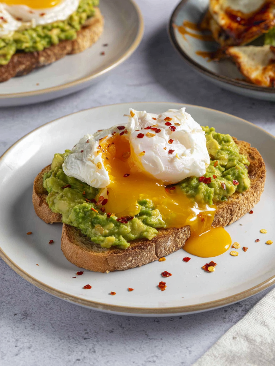 Avocado toast with scrambled egg recipe card image
