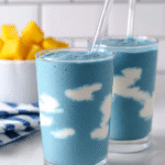 blue spirulina smoothie with cloud yogurt swirl