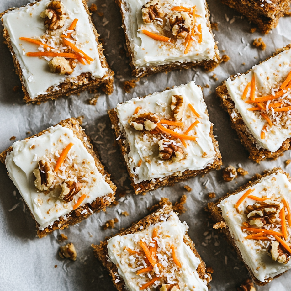 Moist carrot cake protein powder slice with frosting
