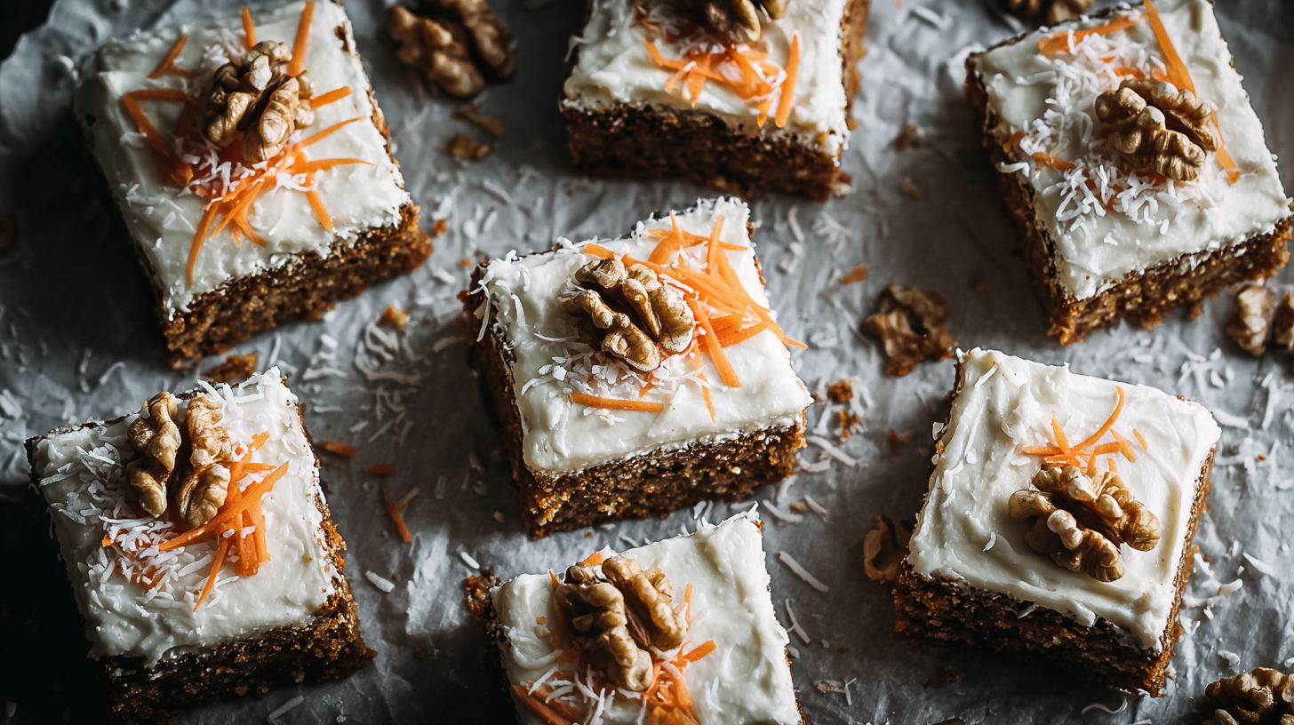 Moist carrot cake protein powder slice with frosting