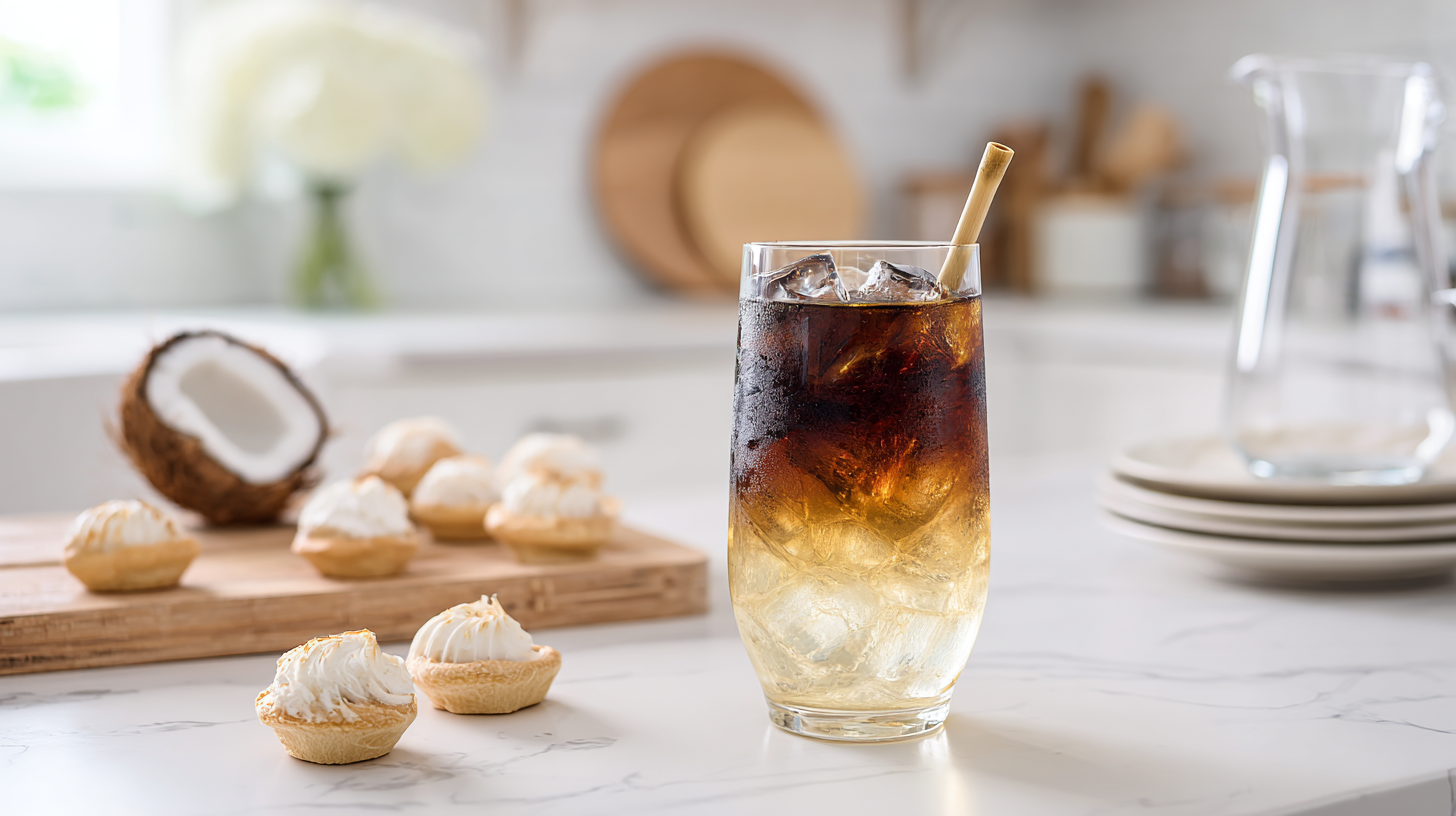 Glass of coconut water iced coffee
