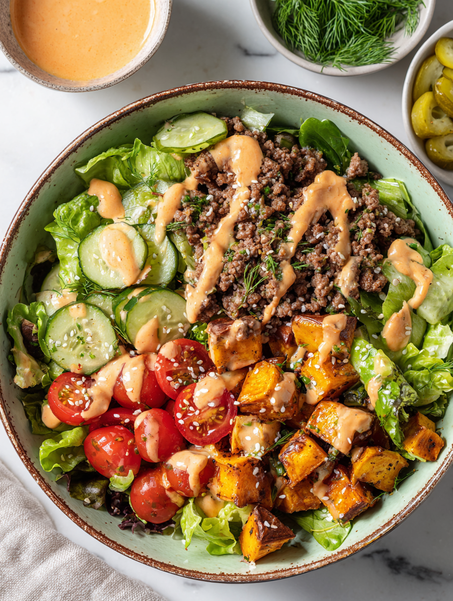 Meal Prep Sweet Potato Burger Bowl