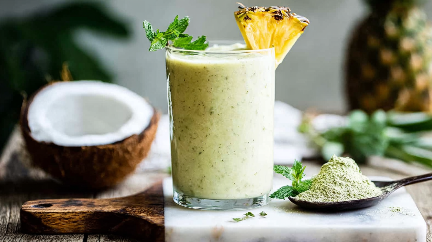 High-calorie weight gain smoothie with banana and coconut