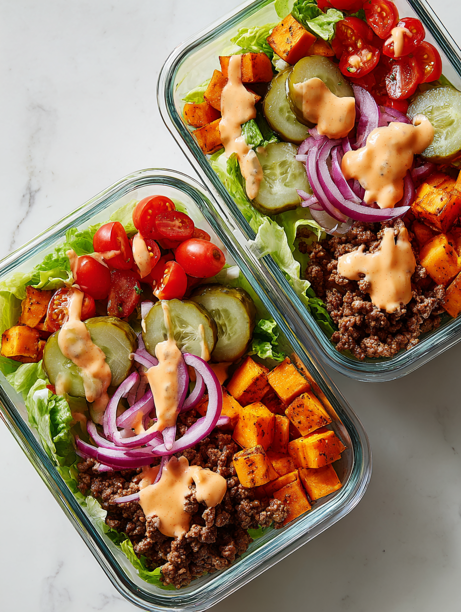 Meal Prep Sweet Potato Burger Bowl