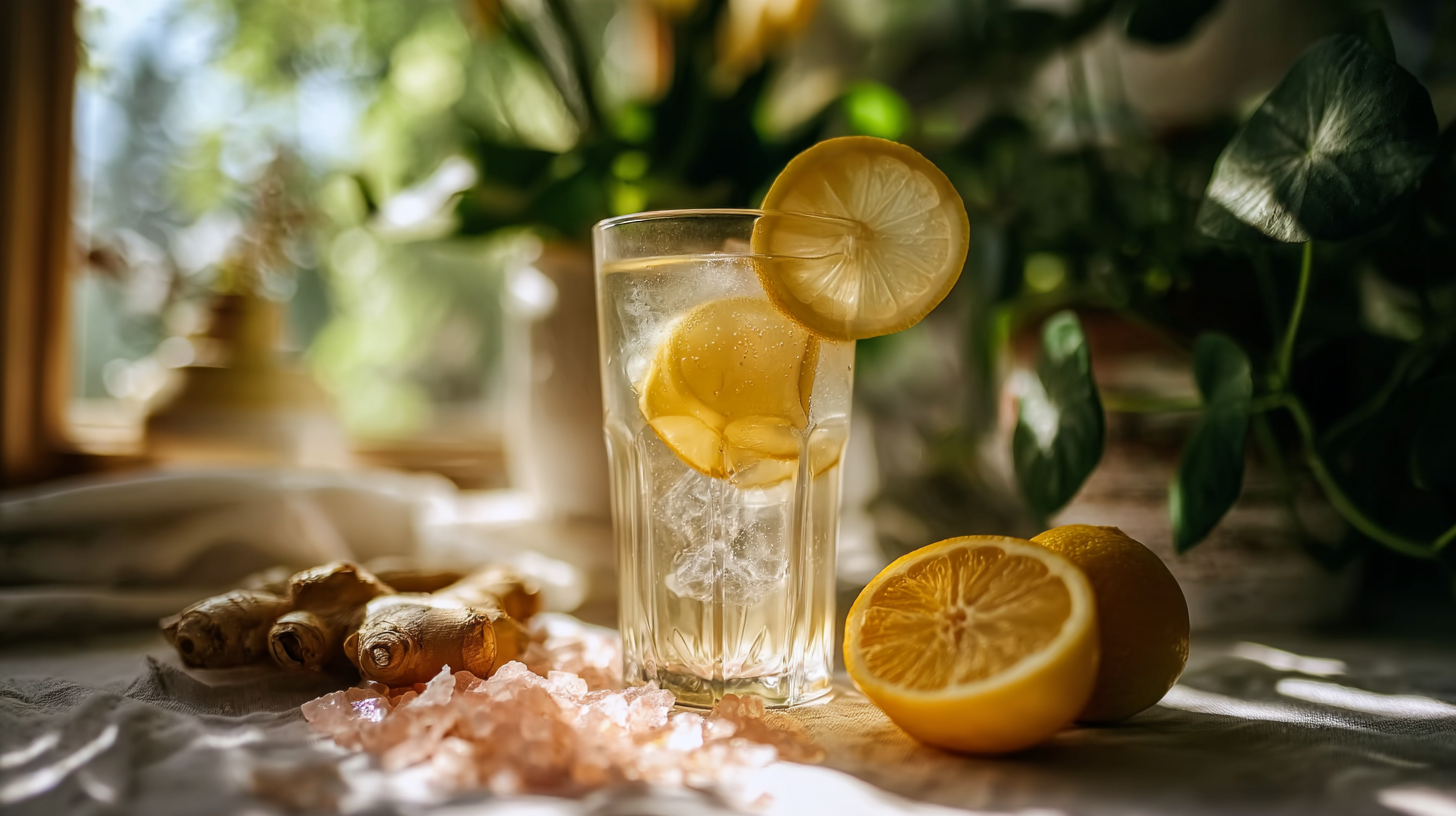 Detox ingredients for homemade Mounjaro drink laid out on a counter