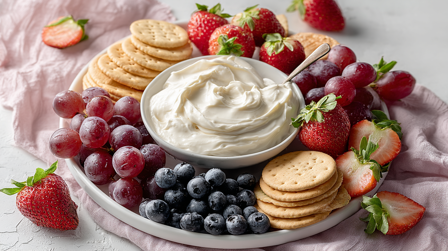 Vegan fruit dip with fresh fruit