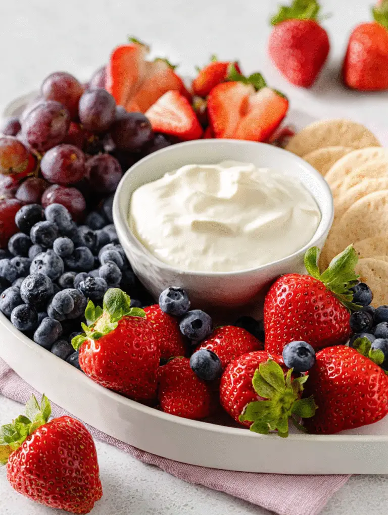 Vegan fruit dip with fresh fruit