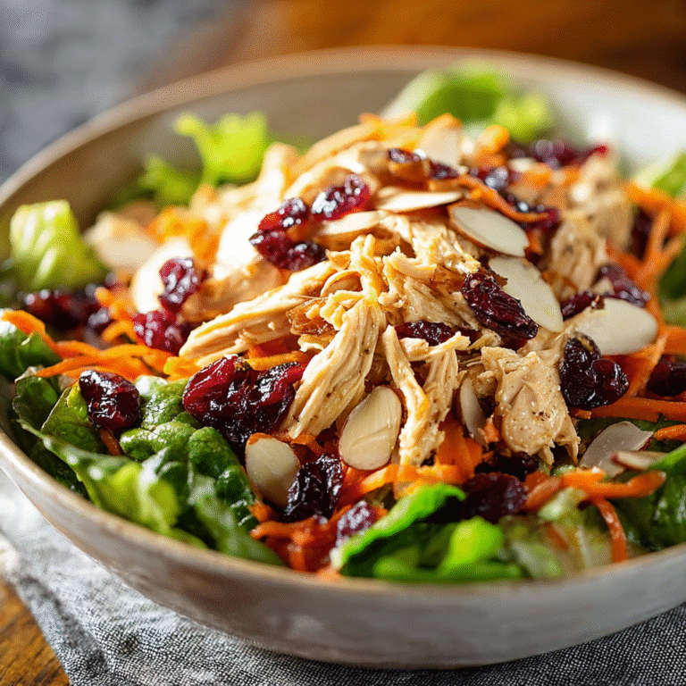 Asian Chicken Cranberry Salad: A Sweet and Savory Potluck Favorite 2 Asian Chicken Cranberry Salad topped with shredded chicken, dried cranberries, and almonds in a bowl