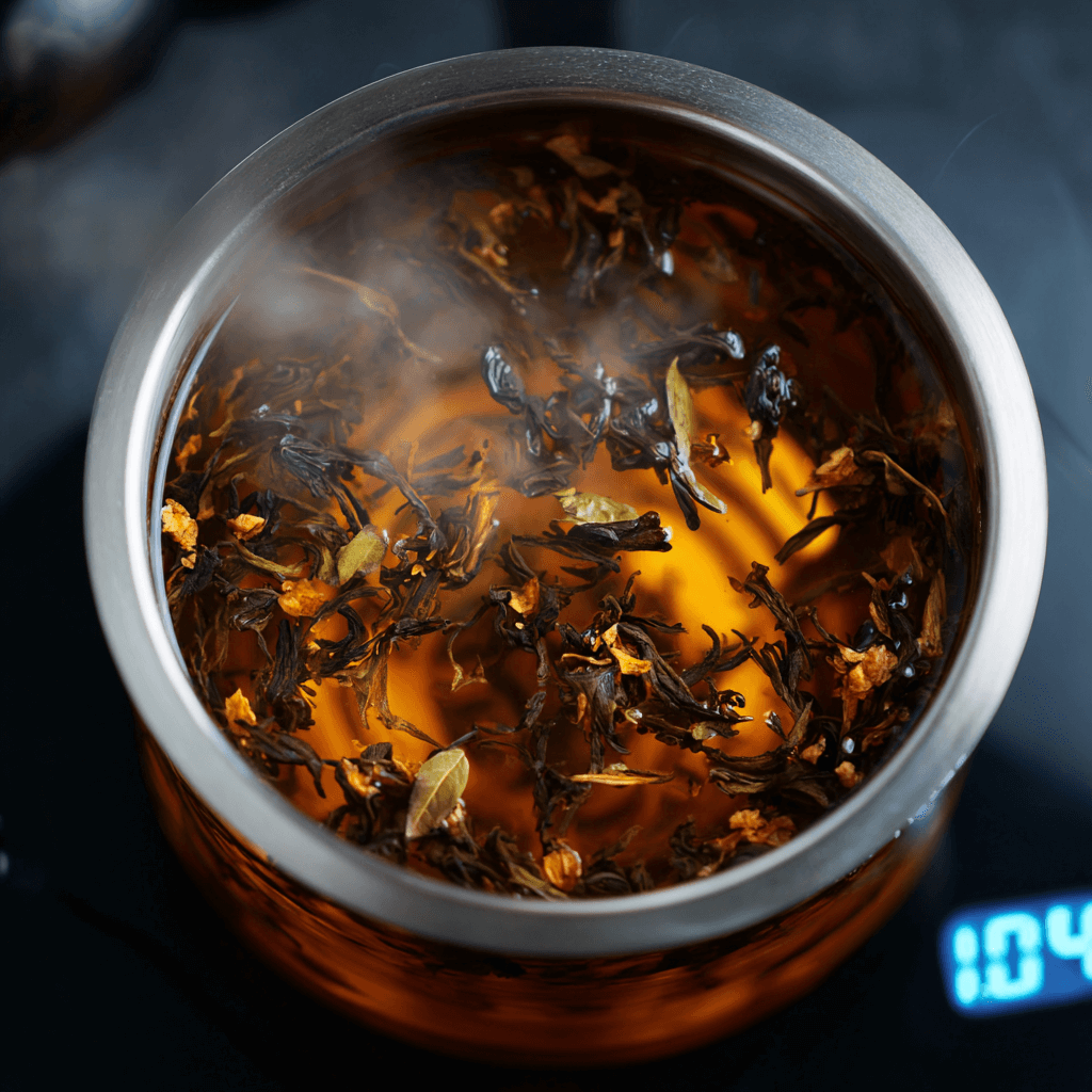 Brewing Red Jade tea for black milk tea boba