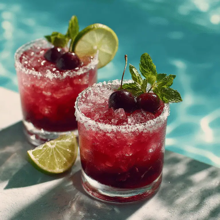 How to Make Cherry Lime Agua Fresca (Quick, Refreshing & Naturally Sweet) 2 Served Cherry Lime Agua Fresca with garnishes