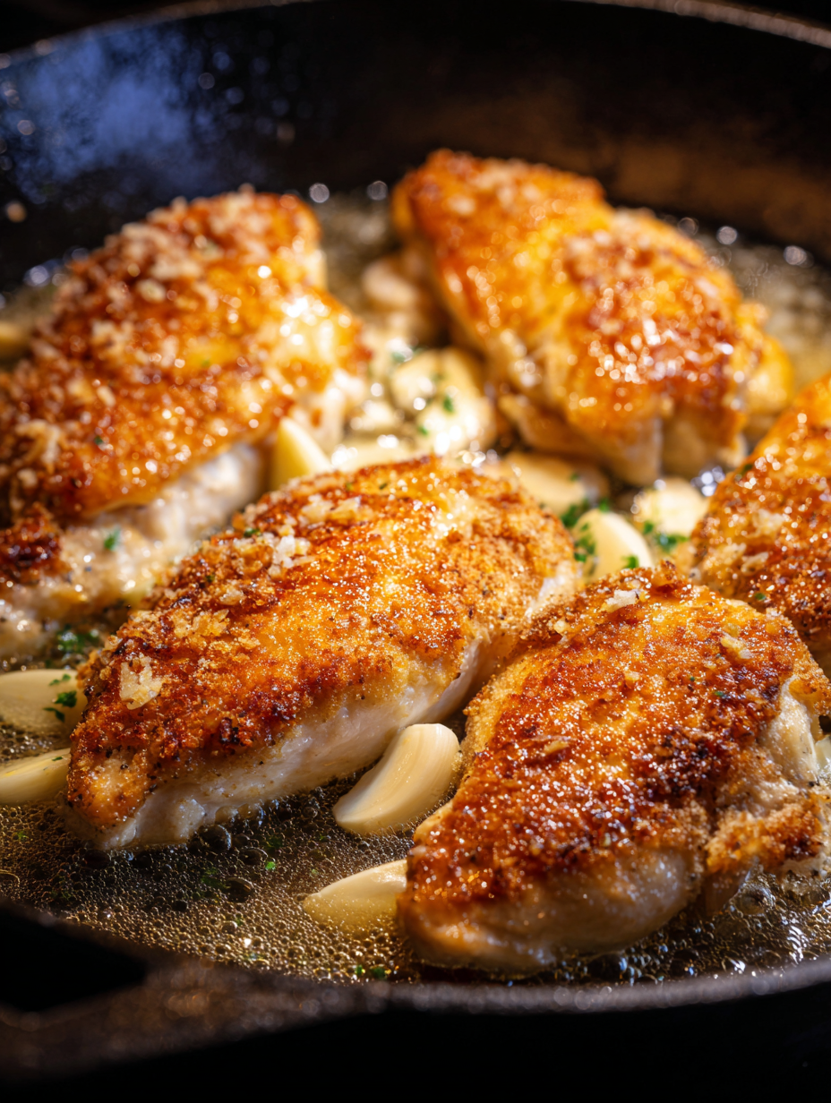 Cooking Parmesan Crusted Chicken with Creamy Garlic Sauce