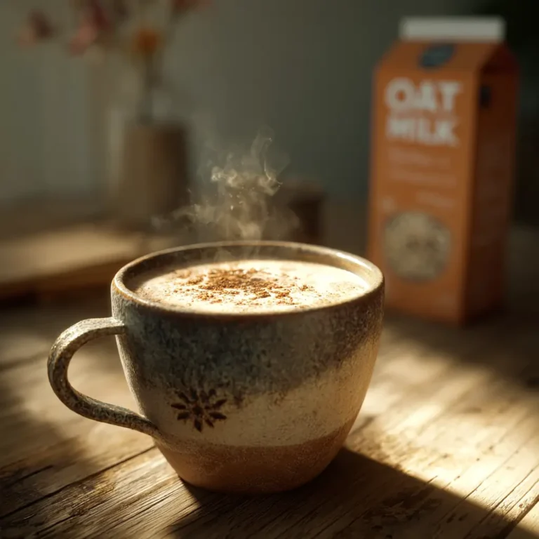 The Complete Guide to Yerba Mate: From Ancient Ritual to Modern Wellness 29 Frothy yerba mate latte in a ceramic mug with cinnamon topping