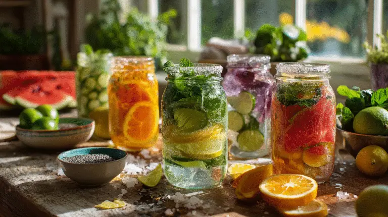 The Ultimate Electrolyte Mocktail Recipe Guide for Healthy Hydration 2 Homemade electrolyte mocktails with citrus, coconut water, and sea salt in glasses.