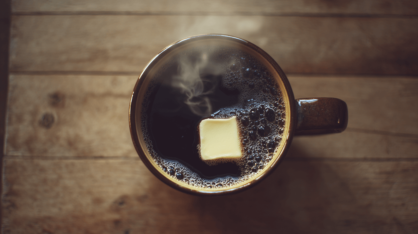 A warm mug of hot buttered prune juice, ready to drink as a home remedy for constipation.'