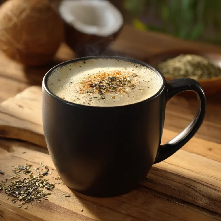 The Complete Guide to Yerba Mate: From Ancient Ritual to Modern Wellness 30 Keto yerba mate latte in a black mug with coconut and cinnamon