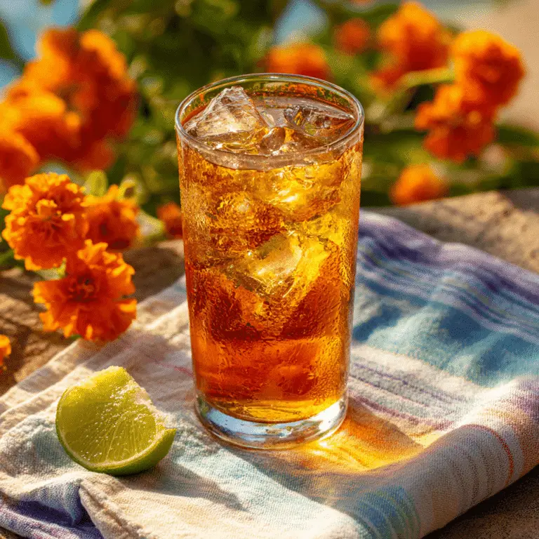 Served Long Beach Iced Tea with lemon and mint