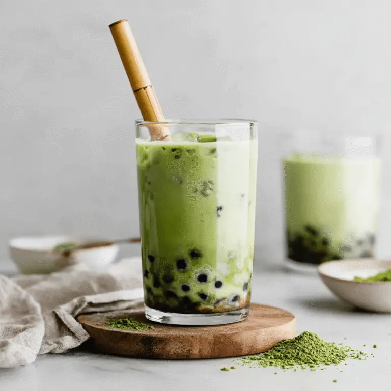 Matcha Boba Milk Tea Recipe: Creamy, Vegan & Easy to Make 2 Assembling matcha boba milk tea at home