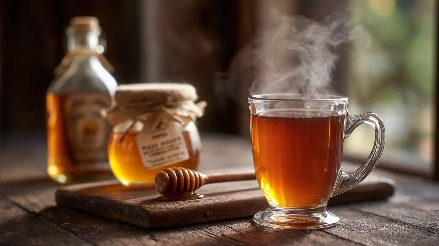 Stirring honey into apple cider vinegar drink