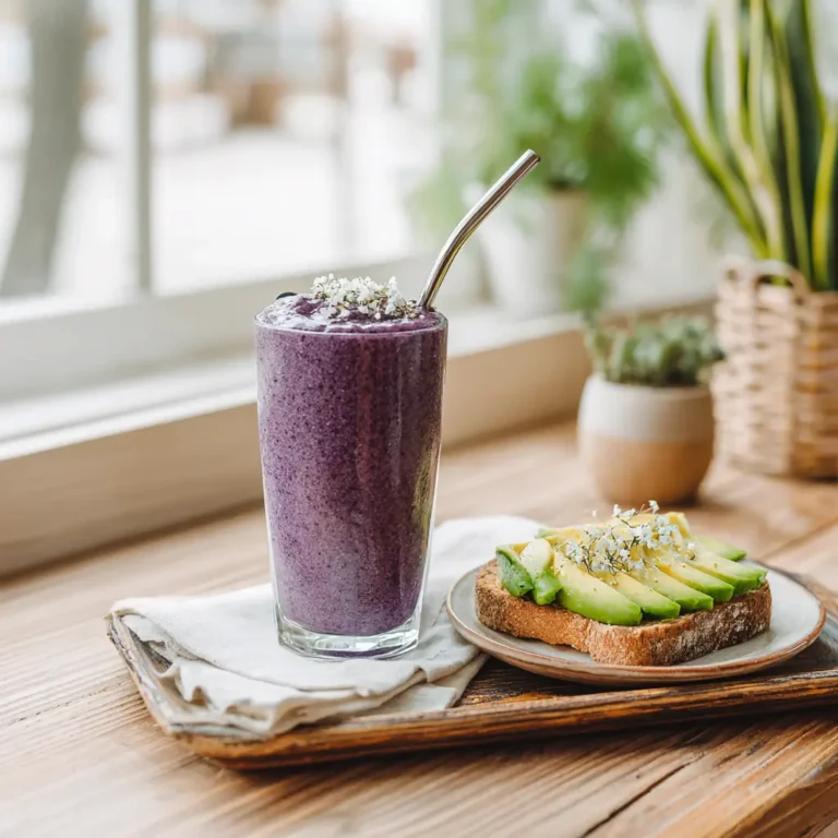fibermaxxing smoothie served with avocado toast breakfast
