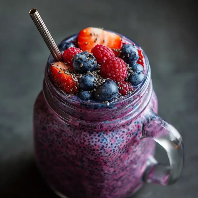 Fibremaxxing smoothie with blue spirulina and chia