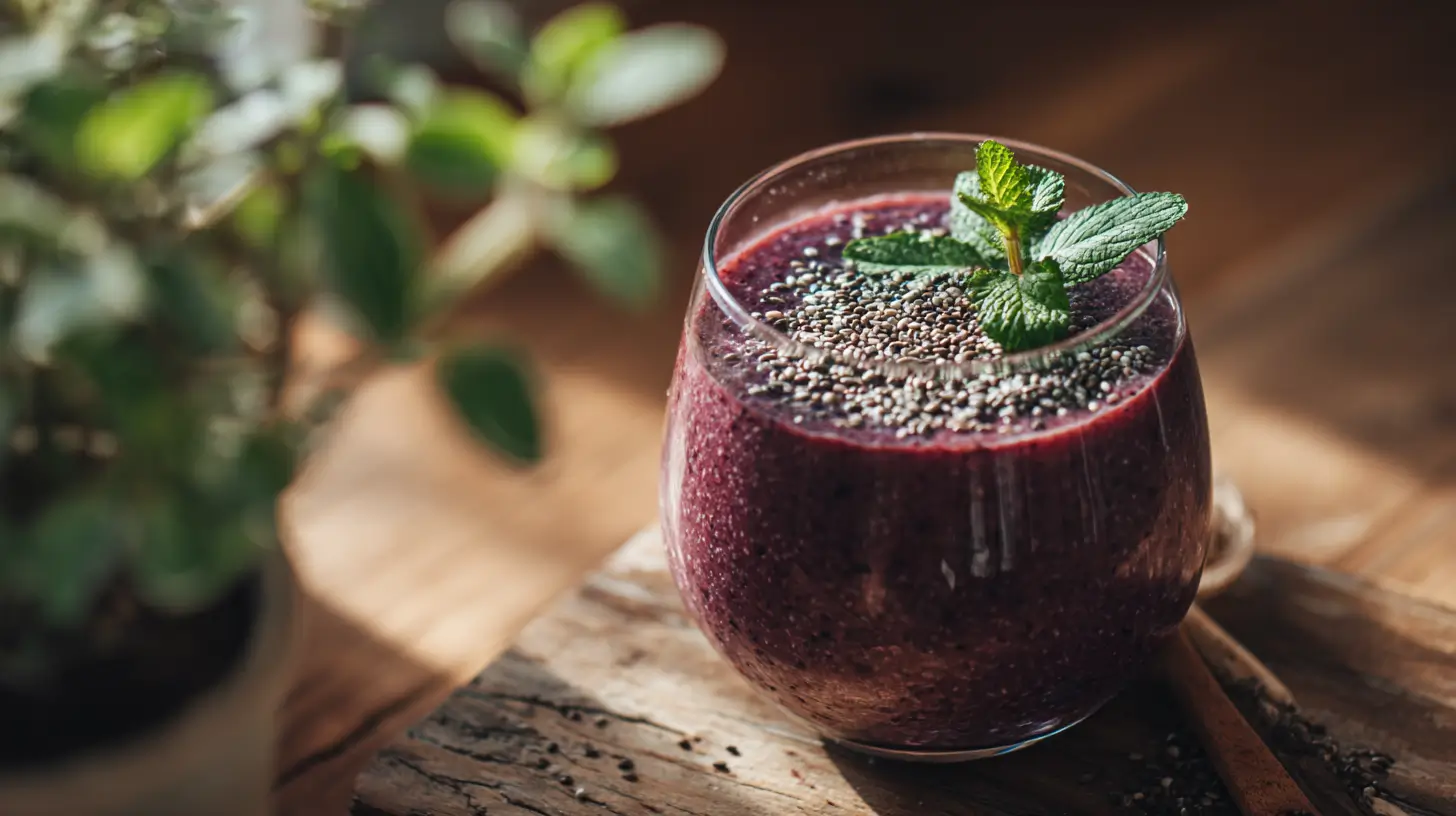 High fiber smoothie with chia and berries