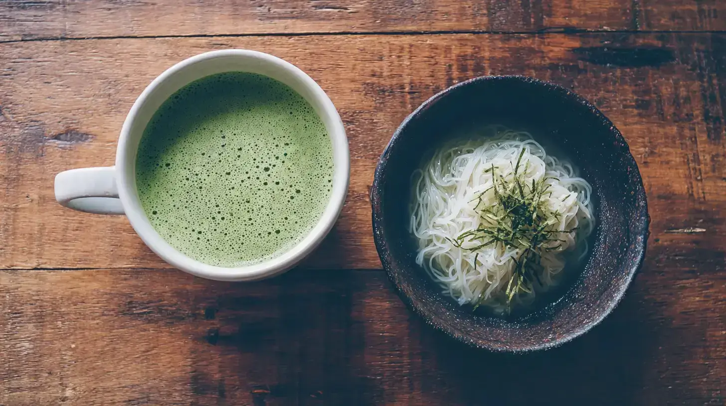 Japanese Mounjaro Recipe drink and meal versions on a wooden table
