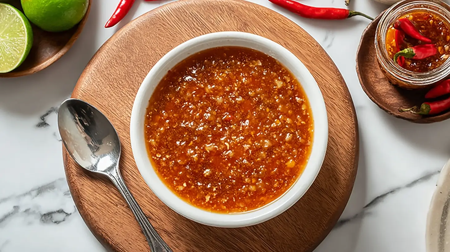 Keto fermented shrimp paste served in a white bowl with chili and lime