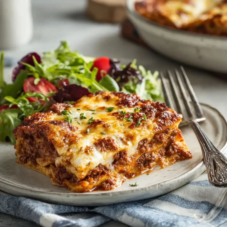Served slice of yuba sheet keto lasagna