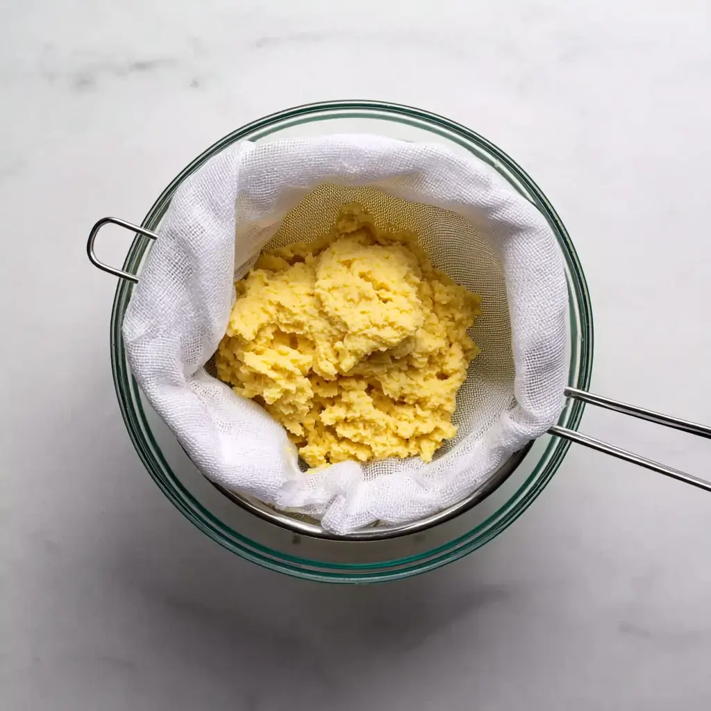 Leftover ginger and turmeric pulp in cheesecloth after making lemon ginger shots