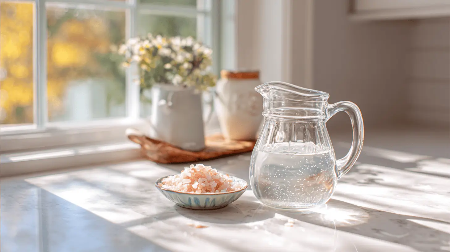 salt water flush for weight loss drink on kitchen counter
