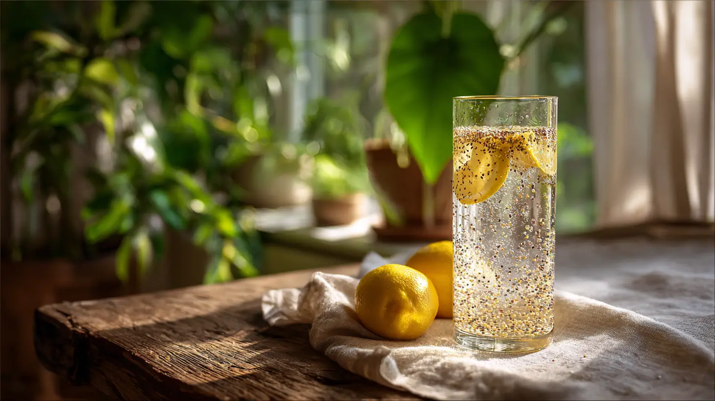 Tadpole water recipe chia seed lemon drink with honey and mint